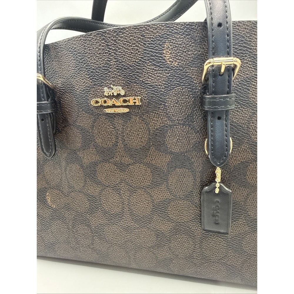 Coach Mollie Tote 25 in Signature Canvas Women Brown Black - Picture 3 of 12
